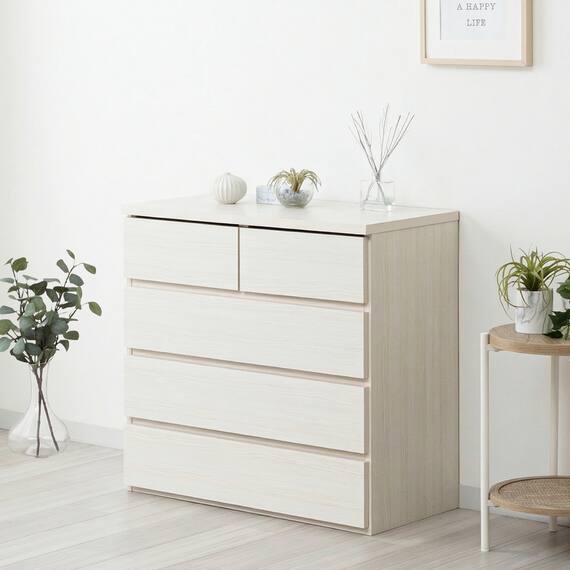 日本製 組立不要 完成品 チェスト (幅80cm 4段 ホワイト) 8枚目画像