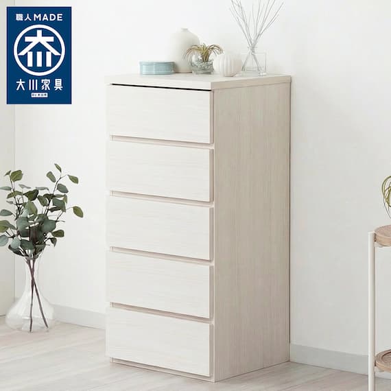 日本製 組立不要 完成品 チェスト (幅40cm 4段 ホワイト) 1枚目画像