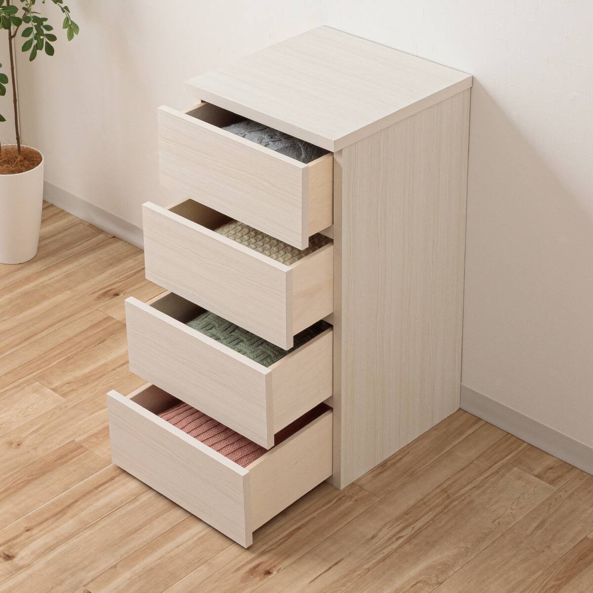 日本製 組立不要 完成品 チェスト (幅40cm 4段 ホワイト) | ニトリ
