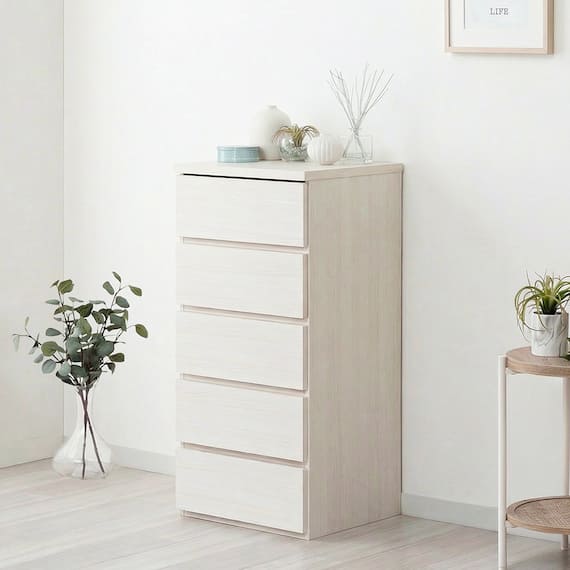 日本製 組立不要 完成品 チェスト (幅40cm 4段 ホワイト) 6枚目画像