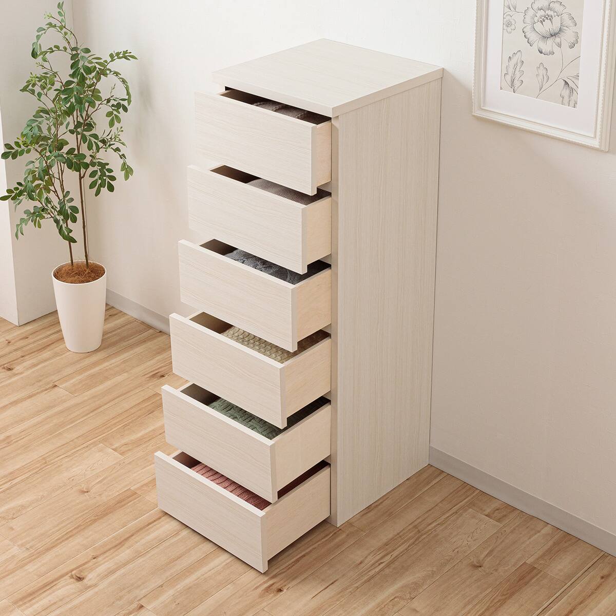 日本製 組立不要 完成品 チェスト (幅40cm 6段 ホワイト) | ニトリ