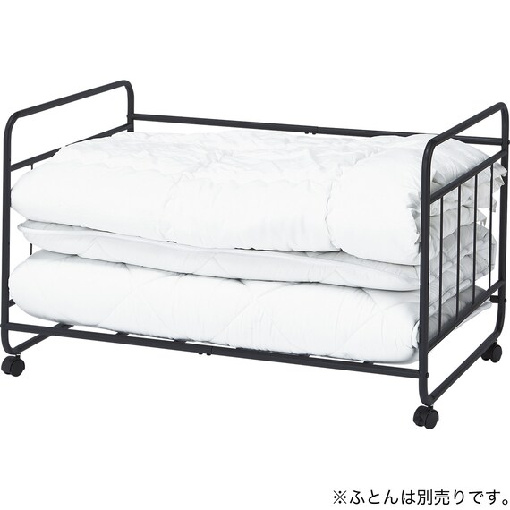 キャスター付き布団収納ラック(LF01 1段 BK) 2枚目画像