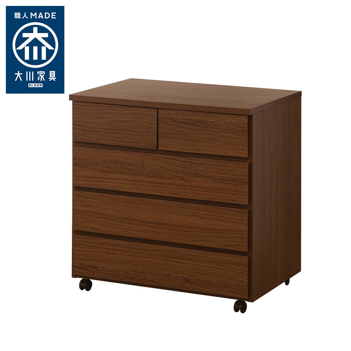 日本製 組立不要 完成品 押入れチェスト (幅80cm 4段 ブラウン