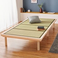 総ヒノキ 頑丈ロング天然い草ベッド (シングル)