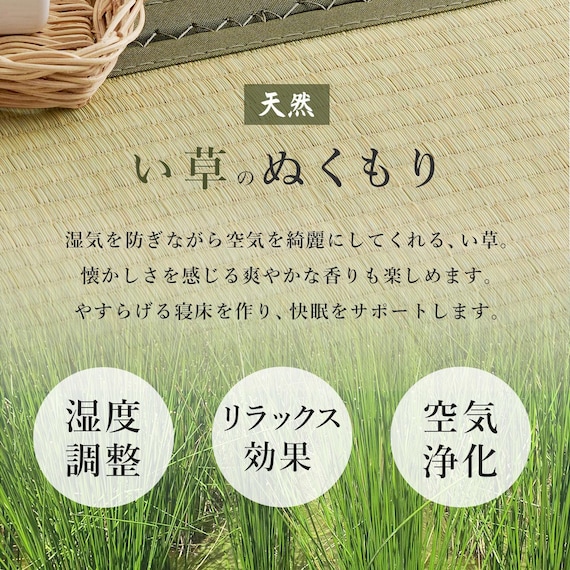 総ヒノキ 頑丈ロング天然い草ベッド (シングル GR) 3枚目画像