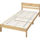 シングルベッドフレーム(WD101 SL 棚・コンセント付き LBR) 5枚目画像