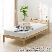 すのこベッドフレーム セミダブル (WD101 SL 棚・コンセント付き LBR)