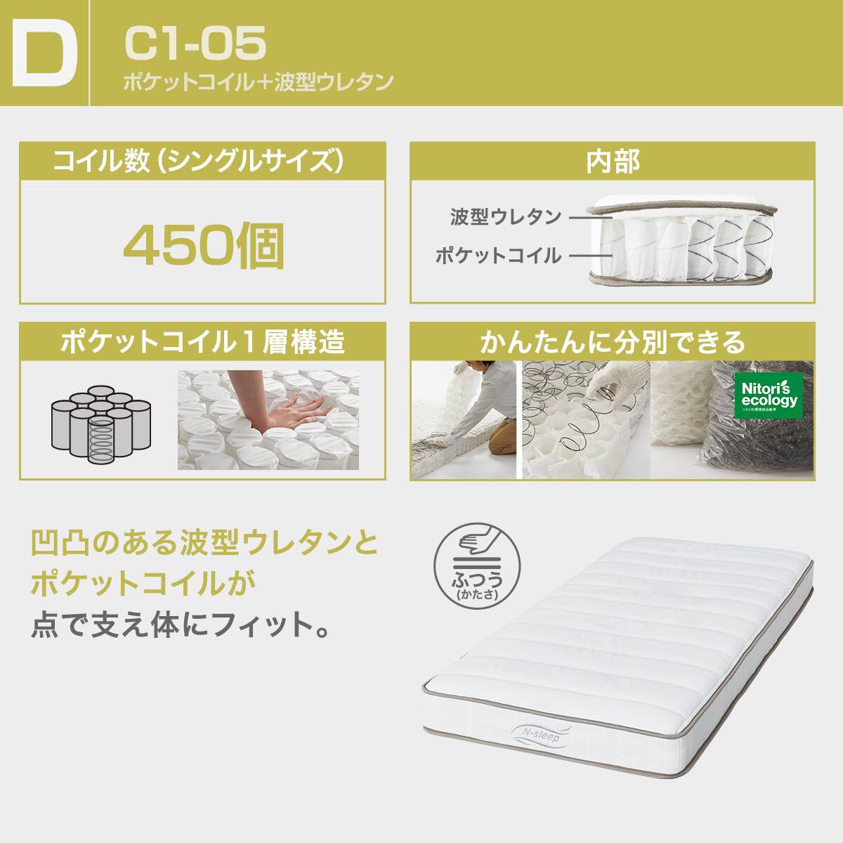 すのこベッド + マットレスセット セミダブル (WD101 SL GW/Nスリープ
