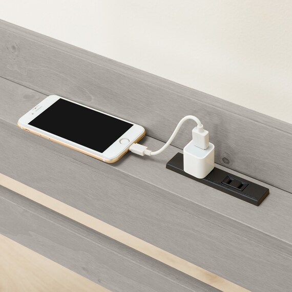 セミダブルベッドフレーム(WD101 SL 棚・コンセント付き GW) 10枚目画像