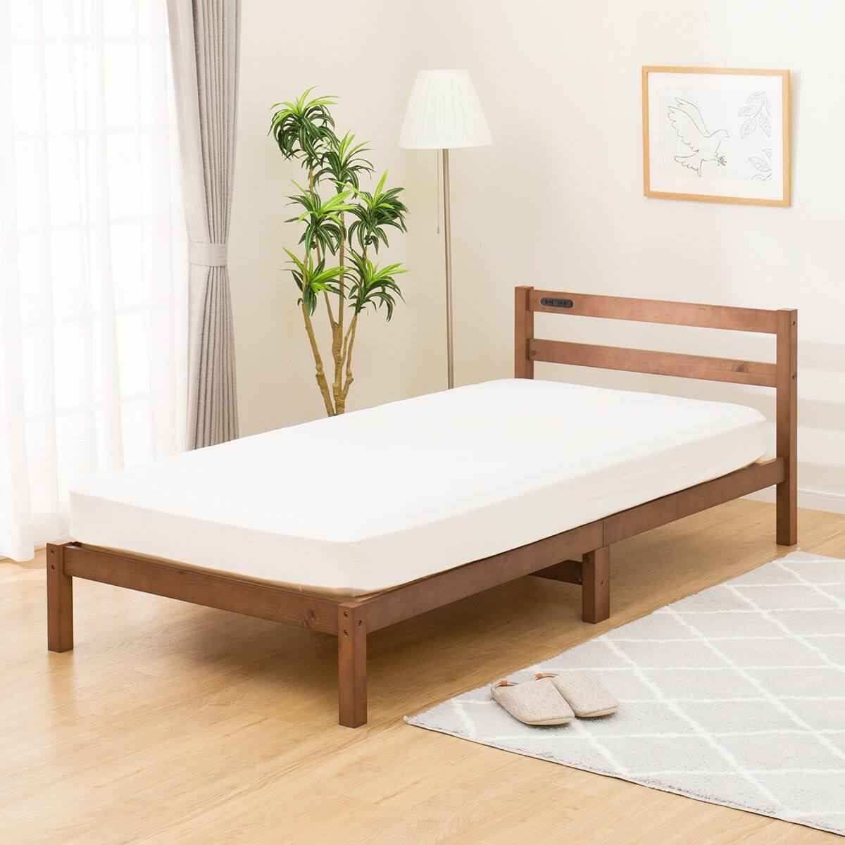 取引中☆ニトリ すのこシングルベッドセット b☆ セミシングル 棚付きすのこベッド (MRS BR) | ニトリネット【公式