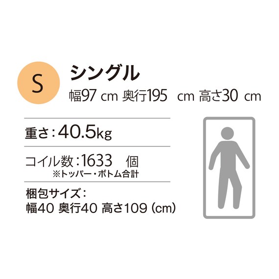 シングルマットレス(SMH-SLINE MH)【島忠ホームズ商品】 2枚目画像