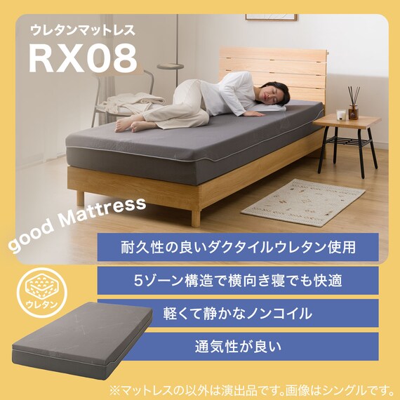 【5ゾーンの体圧分散】 シングル ウレタンマットレス (RX08EC) 2枚目画像