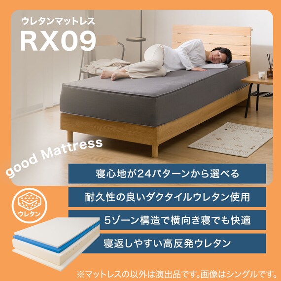 【5ゾーンの体圧分散】 シングルウレタンマットレス (RX09EC) 2枚目画像