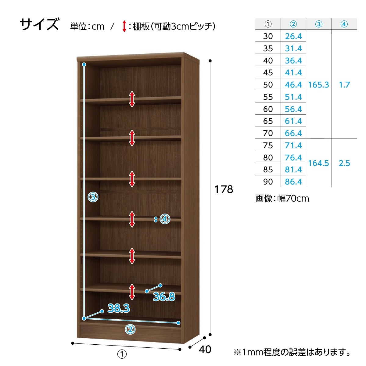 Fフォースター オーダーラック 奥行40cm (幅70×高さ178cm PN