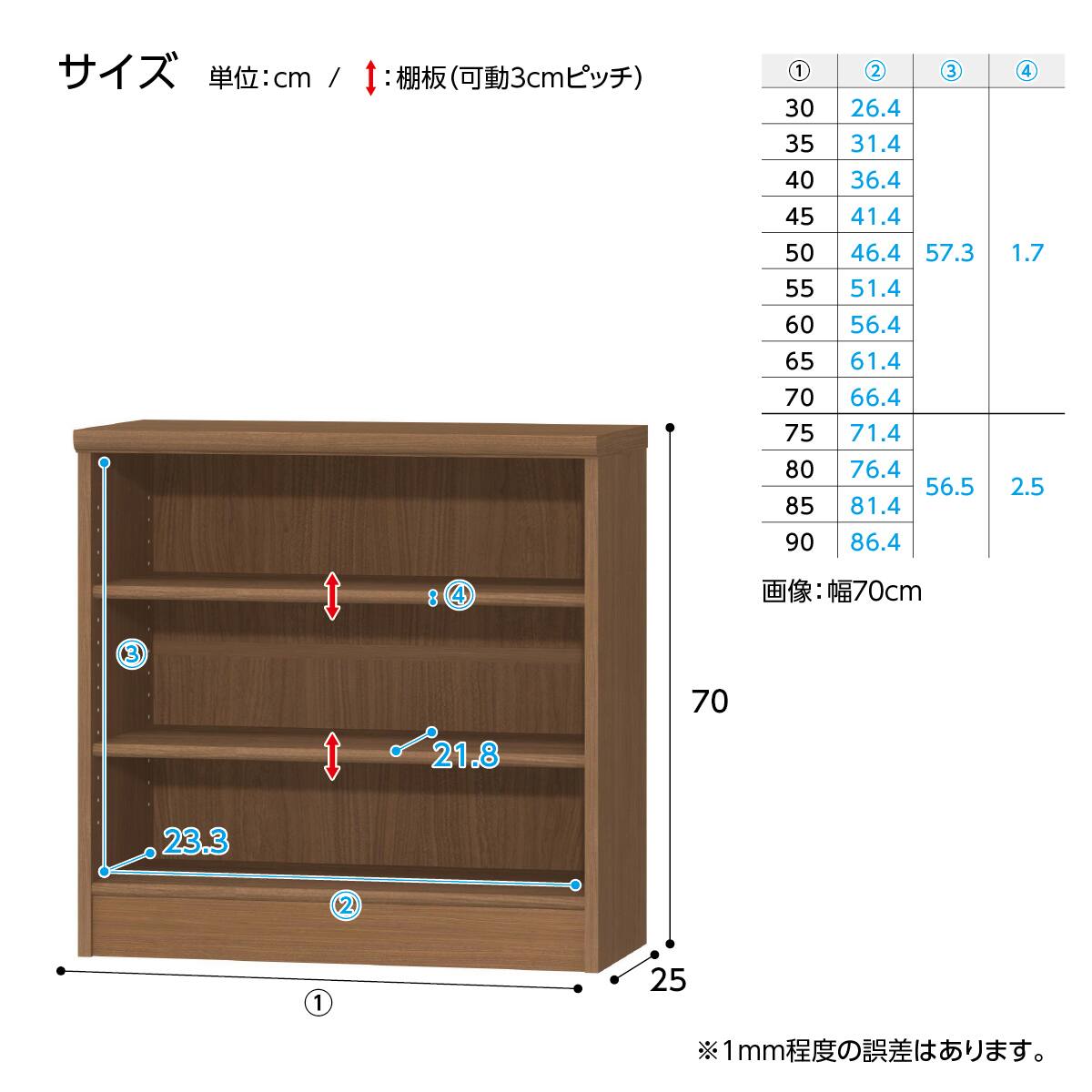 Fフォースター オーダーラック 強化棚 奥行25cm (幅90×高さ70cm WWN