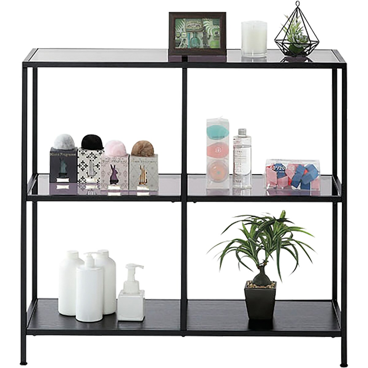 専用出品　ガラスシェルフ 不二貿易 ガラスコレクションケース3段 ナチュラル 全面ガラス 木製