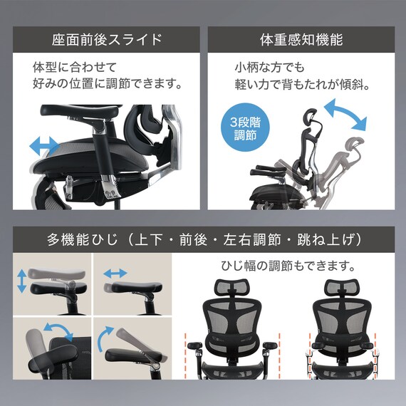 オフィスチェア(OC915 BK) 6枚目画像