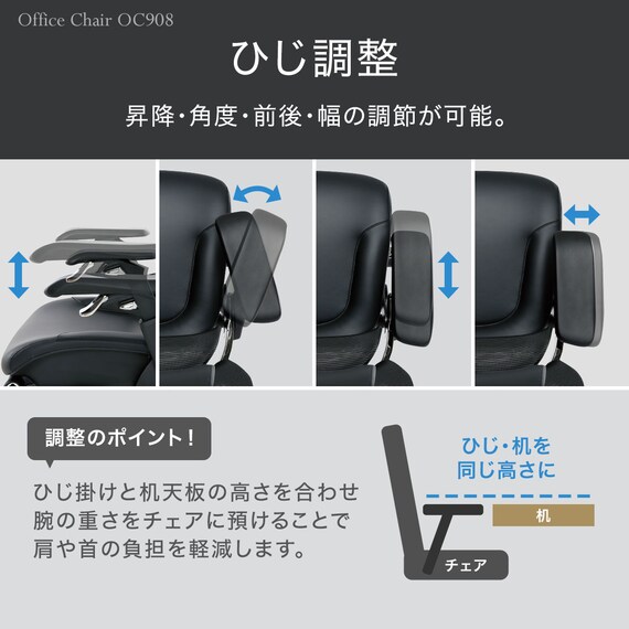 ハイパフォーマンスオフィスチェア(OC908 革 BK) 5枚目画像