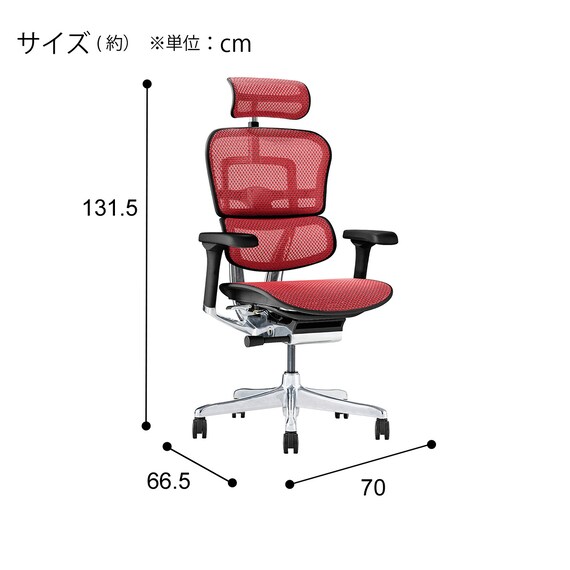 ワークチェア(エルゴヒューマン EHP2 HAMDR BK/RD) 3枚目画像