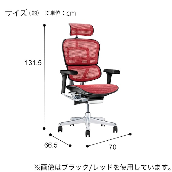 ワークチェア(エルゴヒューマン EHP2 HAMDR GY/RD) 3枚目画像