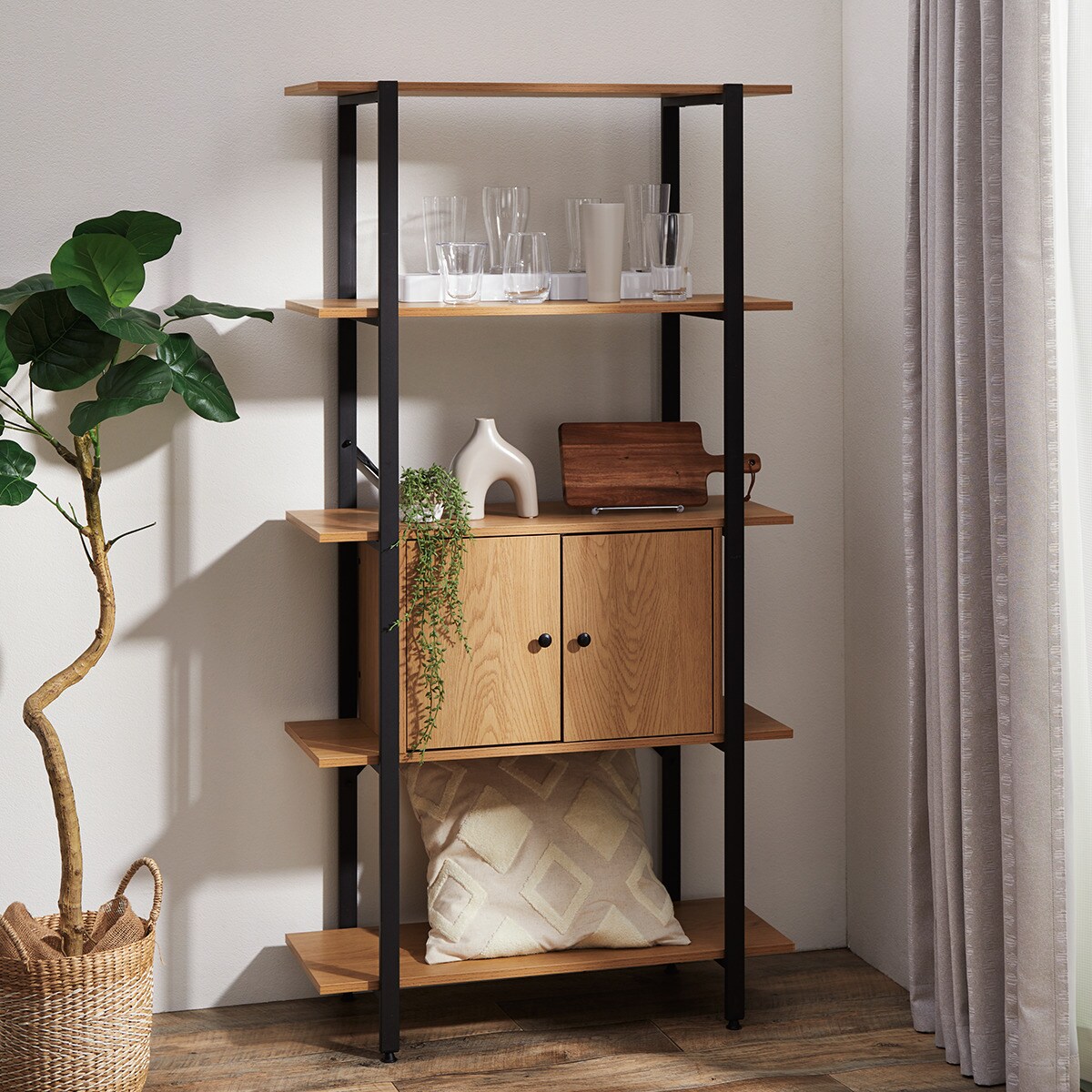 フリーシェルフ扉ユニット付き(KP506 1580 LBR/BK) | ニトリネット