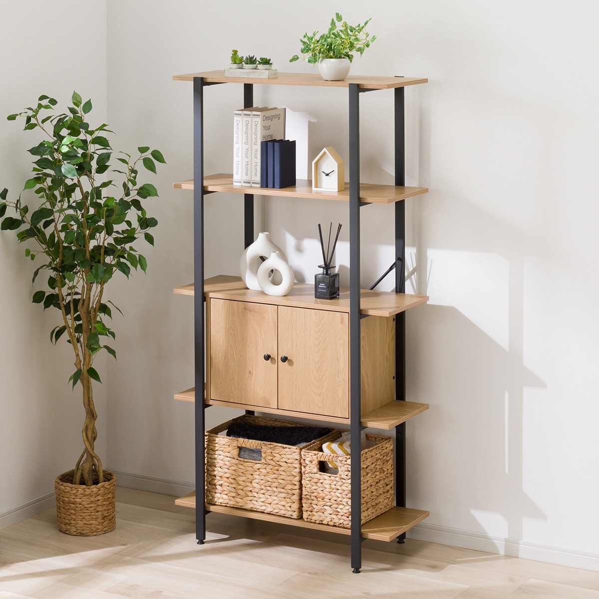 フリーシェルフ扉ユニット付き(KP506 1580 LBR/BK) | ニトリネット