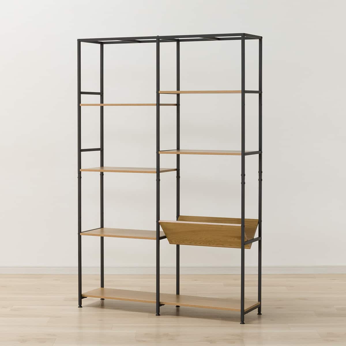取りに来れる方限定！シェルフです！！ METAL & WOOD】高耐荷重 シェルフ5段 幅81cm×シェルフ5段 幅121cm 連結