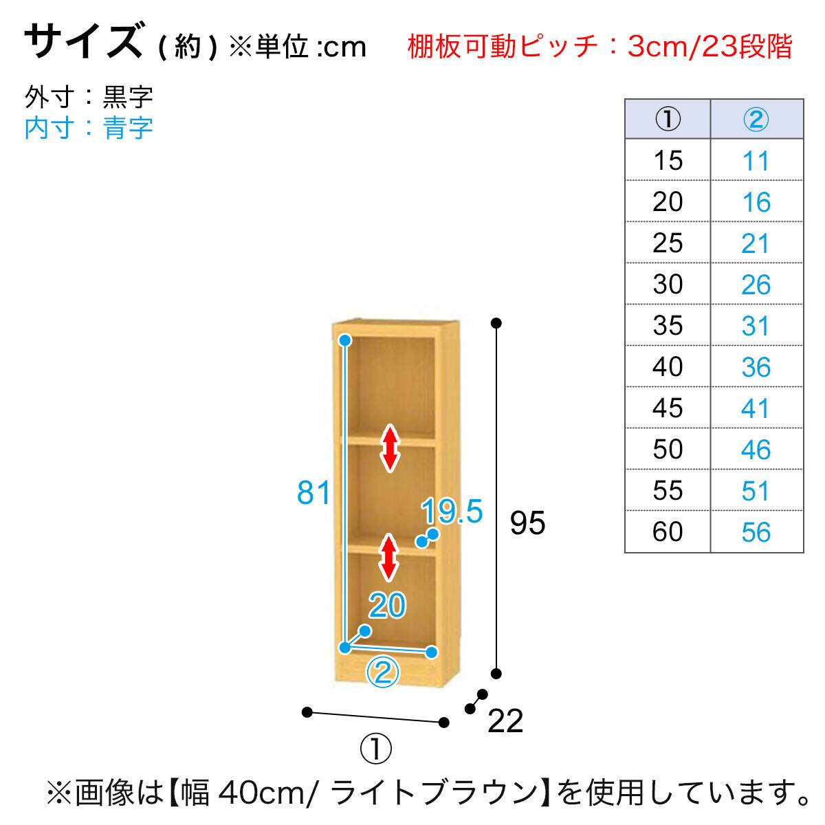 RVオーダーラック通常棚 高さ95cm (幅15×奥行22cm ホワイトウォッシュ