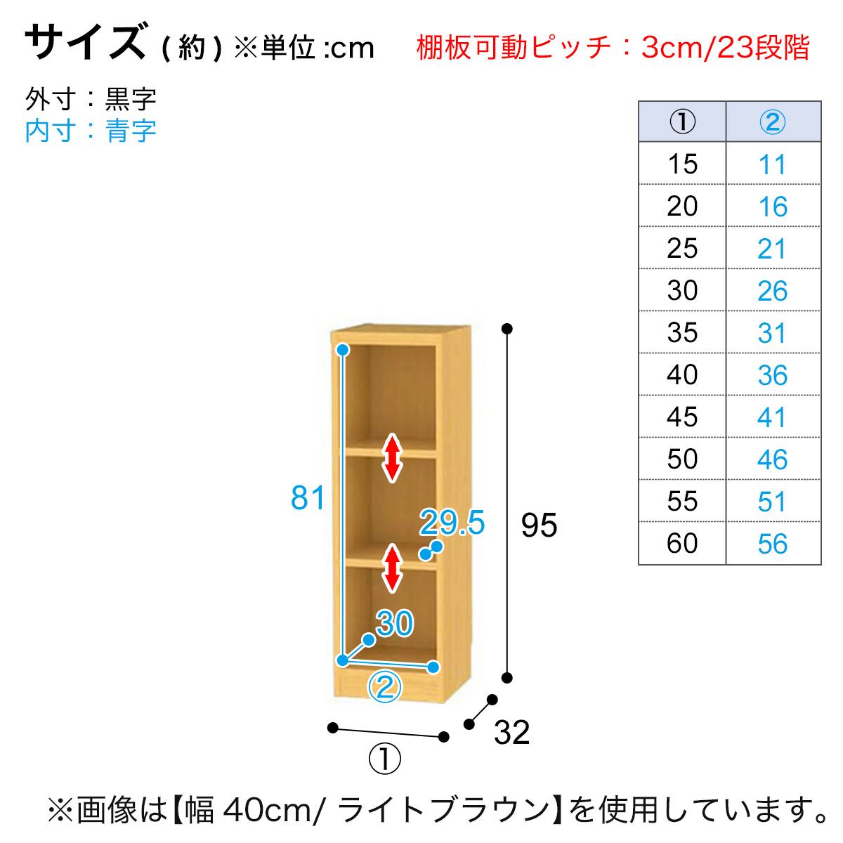 RVオーダーラック通常棚 高さ95cm (幅20×奥行32cm ホワイトウォッシュ