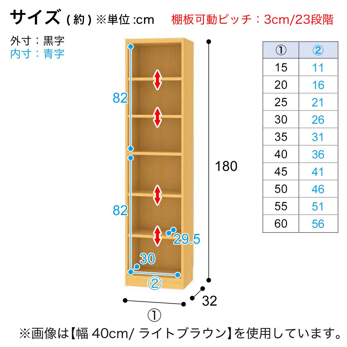 RVオーダーラック通常棚 高さ180cm (幅45×奥行32cm ホワイトウォッシュ