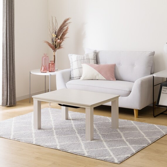 長方形リビングこたつ + 掛布団セット (LS01 8060 WW/RB2510 正方形 IV) 8枚目画像