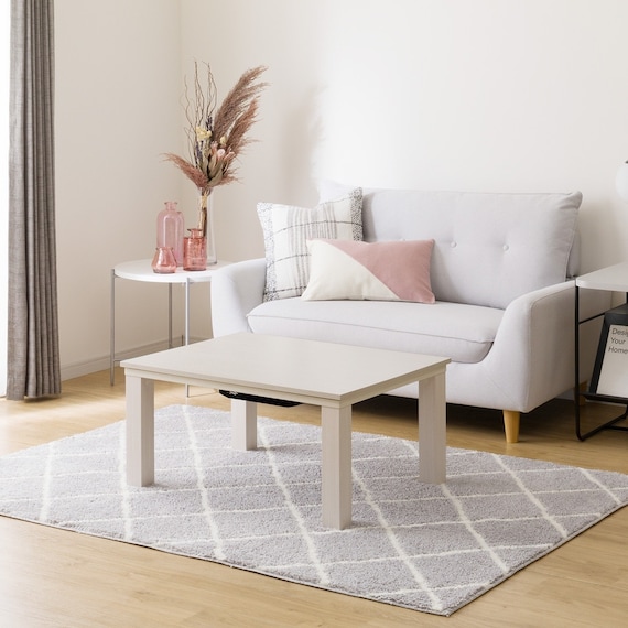 長方形リビングこたつ + 掛布団セット (LS01 8060 WW/RB2510 正方形 IV) 8枚目画像