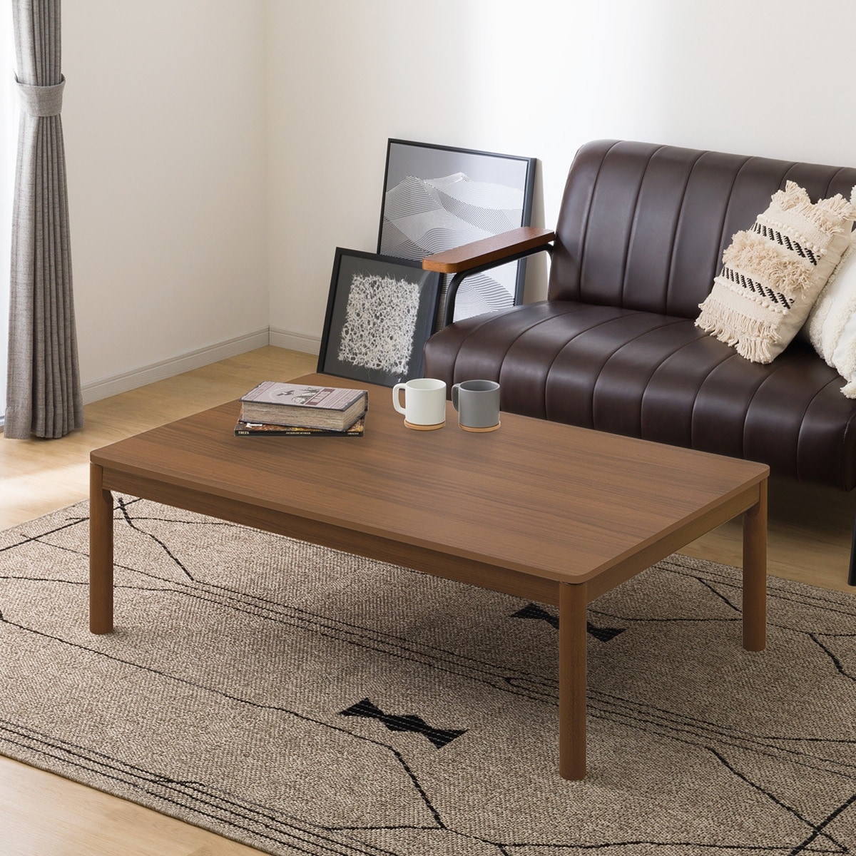 長方形リビングこたつ(電子コントローラー付き) 長方形リビングこたつ + 掛布団セット (GC03 120 MBR/RB2510 長方形 MO