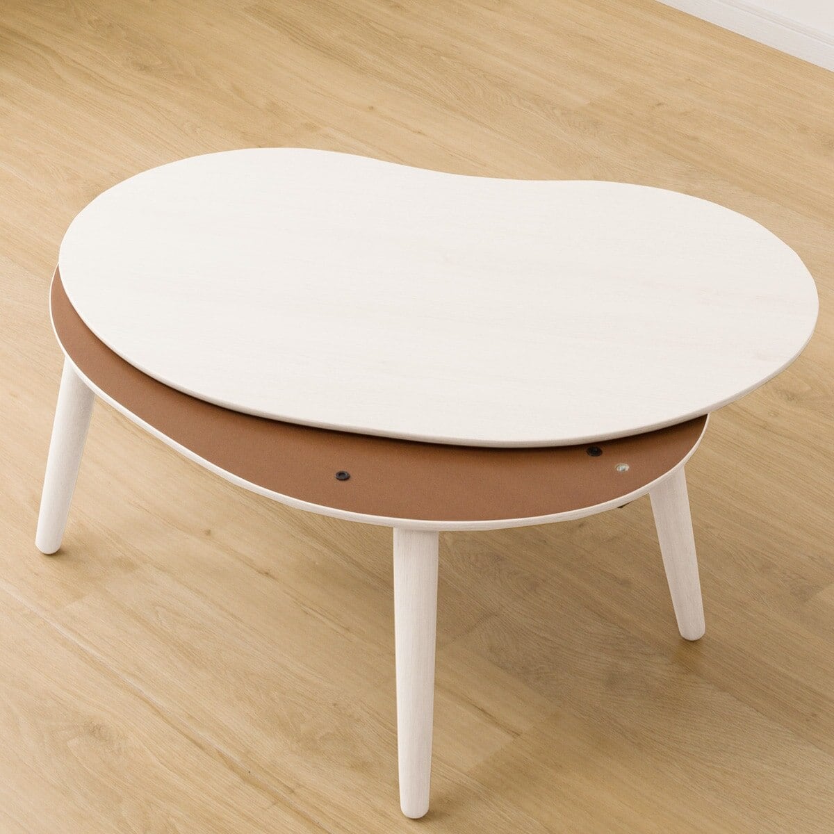 豆型リビングこたつ＋掛布団セット(GC03R 9060 WW/RB2510 正方形 MO