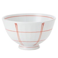 【デコホーム商品】飯椀(波佐見焼 絹糸格子 レッド cDI20)
