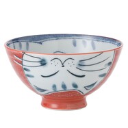 【デコホーム商品】飯椀(赤猫柄 中 cDI22)