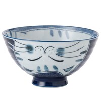 【デコホーム商品】飯椀(青猫柄 大 cDI22)