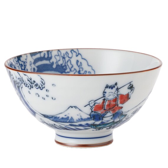 飯椀(波乗り 唐子猫 中 cDI23) 1枚目画像