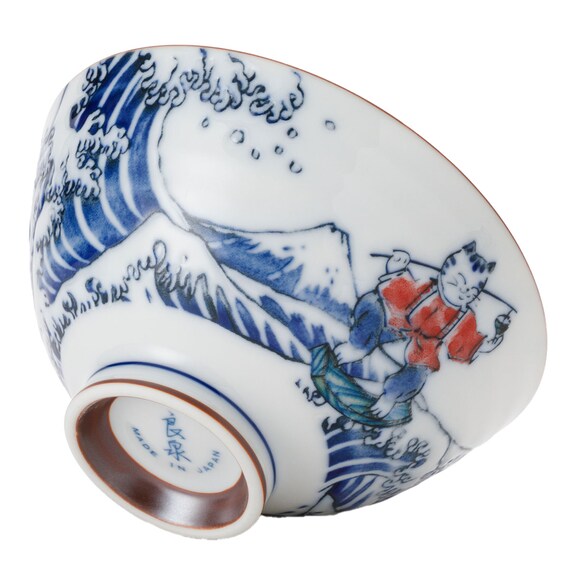 飯椀(波乗り 唐子猫 中 cDI23) 4枚目画像