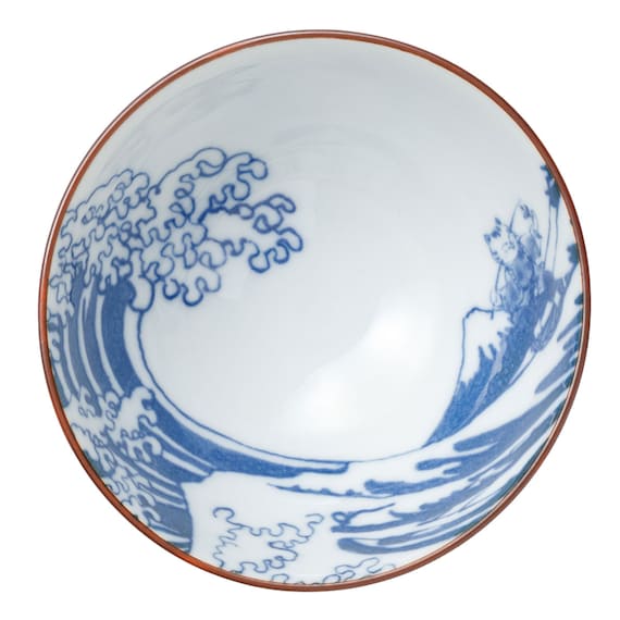 飯椀(波乗り 唐子猫 中 cDI23) 5枚目画像