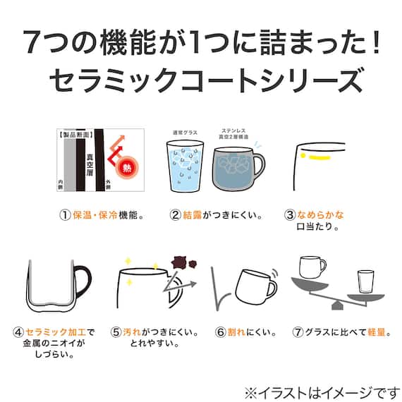 セラミックコートタンブラー ブラック 350ml (VS24) 6枚目画像