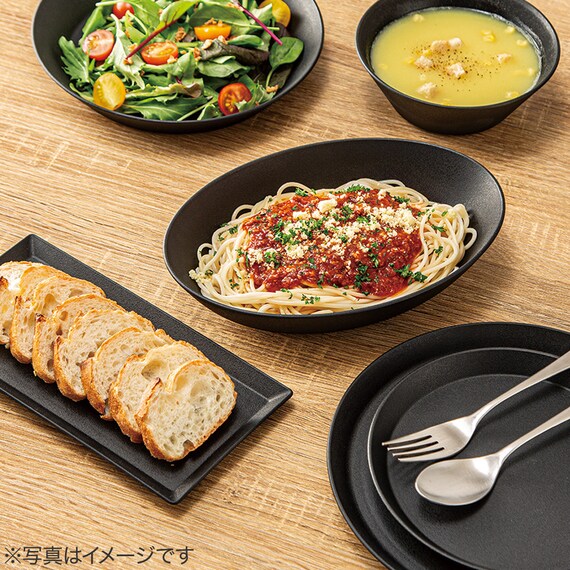 レンジでも器が熱くなりにくい樹脂食器 長角皿 23×12cm (SG01 ブラック) 3枚目画像