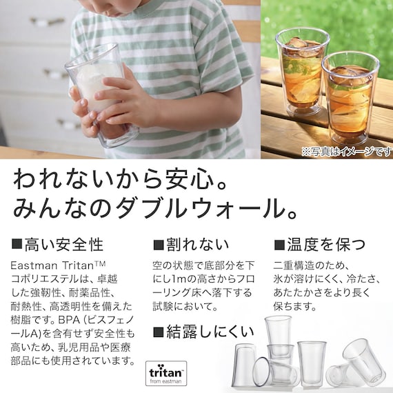 われにくいダブルウォールグラススリム 300ml 2枚目画像