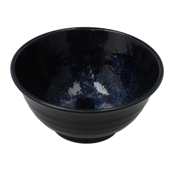 納豆も卵も混ぜやすい 超軽量どんぶり飯碗 カル：エクレ(窯変紺) 1枚目画像