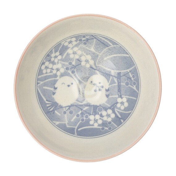 飯椀(シマエナガ 中 ローズ DI602) 4枚目画像