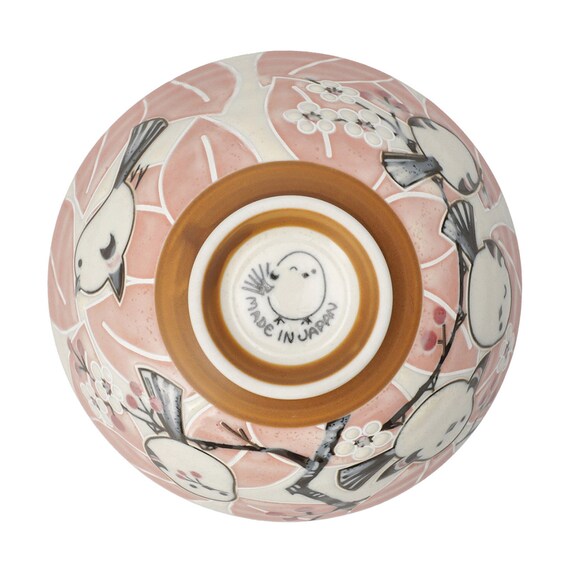 飯椀(シマエナガ 中 ローズ DI602) 5枚目画像