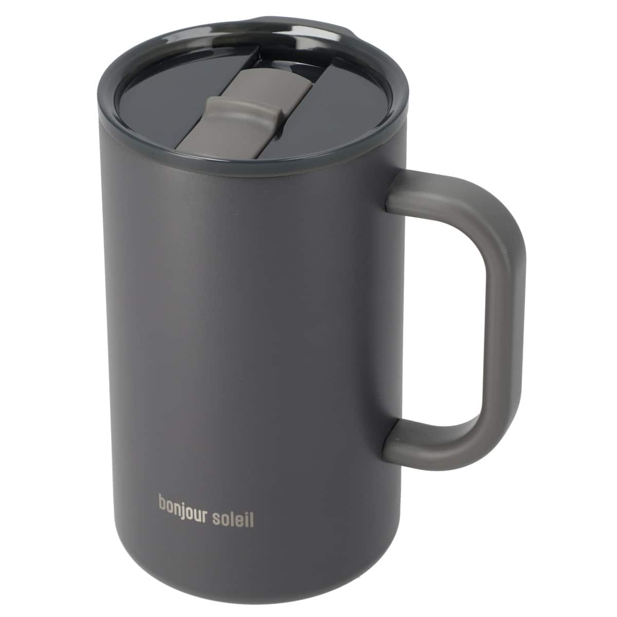 ジョッキにも使える蓋付きセラミックコートマグ580ml(ダークグレー
