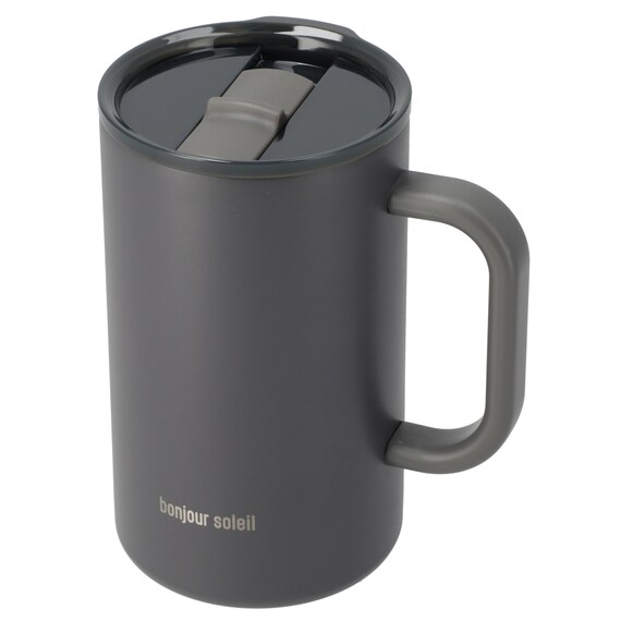 ジョッキにも使える蓋付きセラミックコートマグ580ml(ダークグレー) 1枚目画像