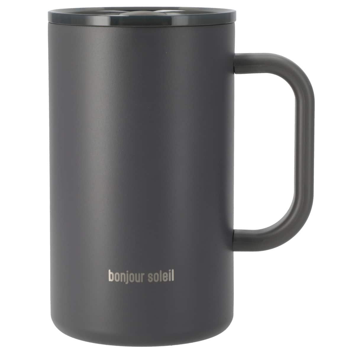 ジョッキにも使える蓋付きセラミックコートマグ580ml(ダークグレー