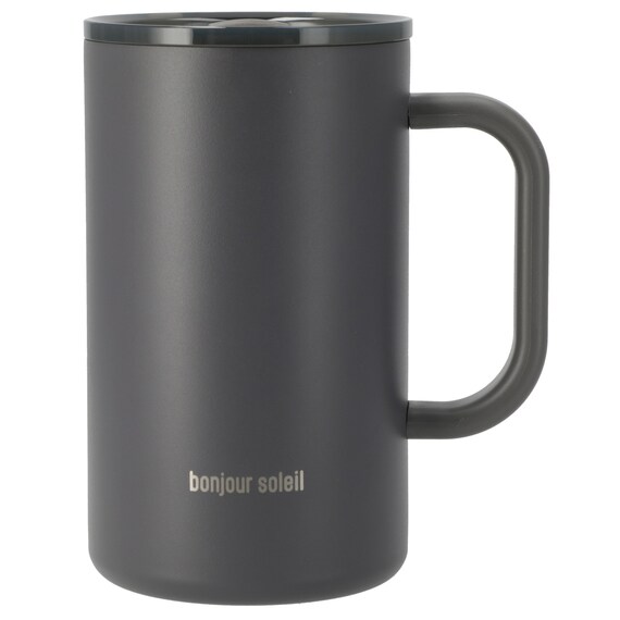 ジョッキにも使える蓋付きセラミックコートマグ580ml(ダークグレー) 2枚目画像